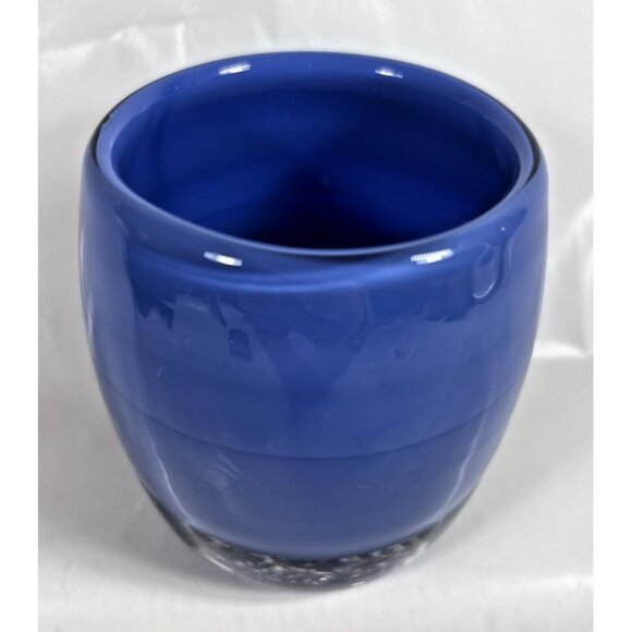 Glass.ful Votive Candle Holder Blue Berry Handblown Cased Glass Canadian - Picture 1 of 9